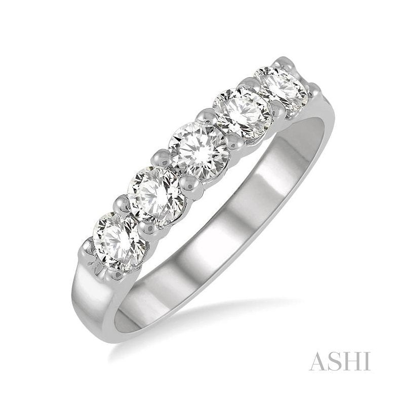 ASHI Round Shape 5 Stone Diamond Wedding Band 33342PPFGWG