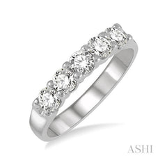 ASHI Round Shape 5 Stone Diamond Wedding Band 33342PPFGWG