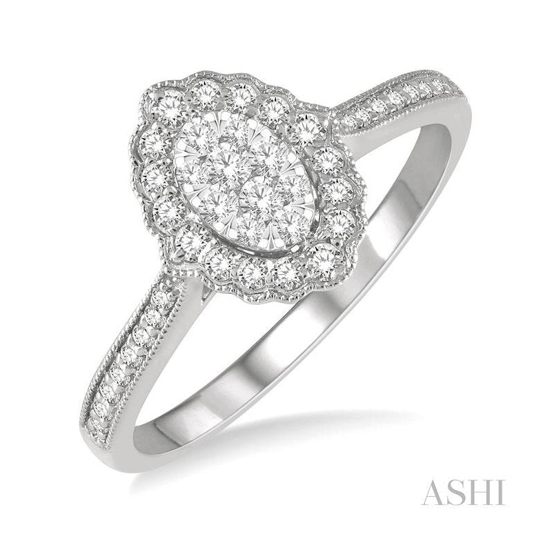 ASHI Oval Shape Halo Lovebright Diamond Ring 376B5PPFGWG