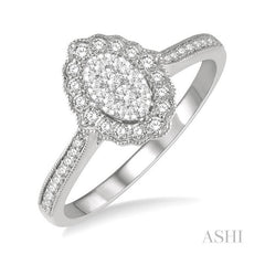 ASHI Oval Shape Halo Lovebright Diamond Ring 376B5PPFGWG