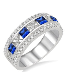 Parkplace Jewelers Princess Shape Gemstone & Diamond Wedding Band 40754PPFHSPWG