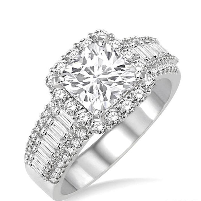 Parkplace Jewelers Cushion Shape Semi-Mount Halo Diamond Engagement Ring 18370PPFRWG-SM-1.20
