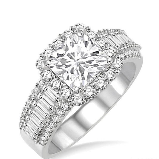 Parkplace Jewelers Cushion Shape Semi-Mount Halo Diamond Engagement Ring 18370PPFRWG-SM-1.20