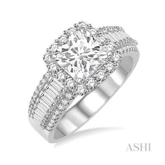 ASHI Cushion Shape Semi-Mount Halo Diamond Engagement Ring 18370PPFRWG-SM-1.20