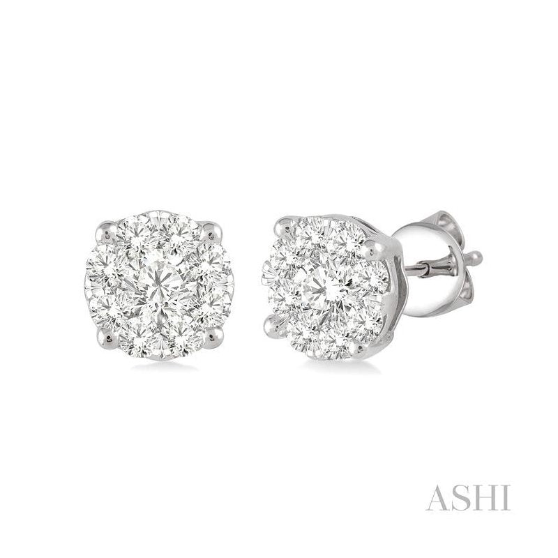 ASHI Round Shape Lovebright Essential Diamond Stud Earrings 91752PPFVERWG