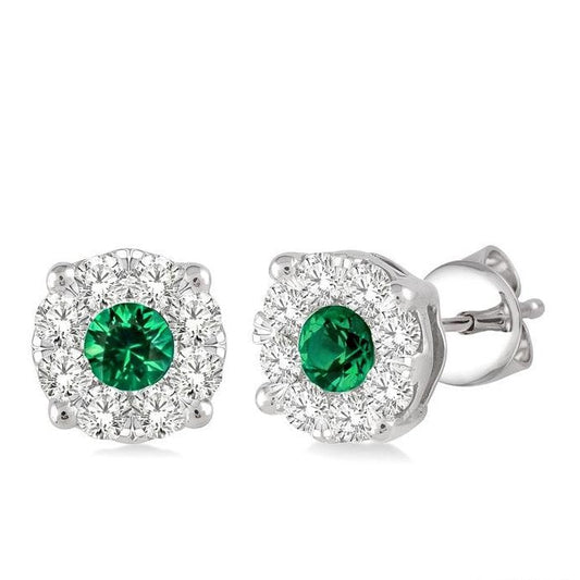 Parkplace Jewelers Round Shape Lovebright Gemstone & Diamond Earrings 58473PPFVEREMWG