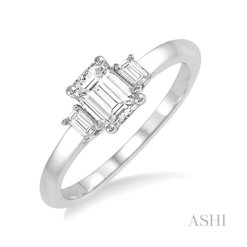 ASHI Emerald Shape Diamond Engagement Ring 253L3PPFVWG-LE