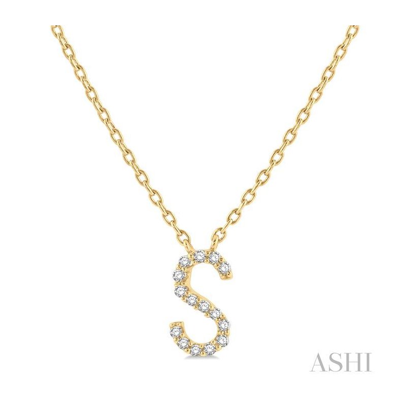 ASHI Block 'S' Initial Diamond Pendant 912F9PPFSPDYG-S