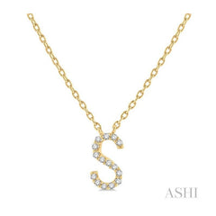 ASHI Block 'S' Initial Diamond Pendant 912F9PPFSPDYG-S