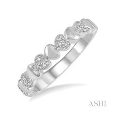 ASHI Silver Heart Shape Diamond Ring 84109PPSSSLRG