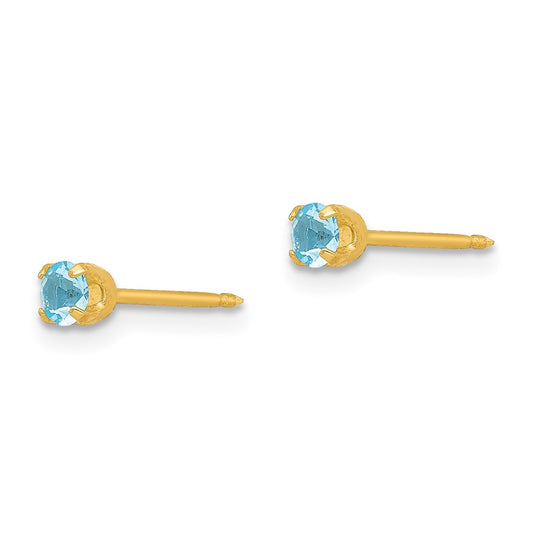 83E Inverness 24k Plated March Lt Blue Crystal Birthstone Earrings