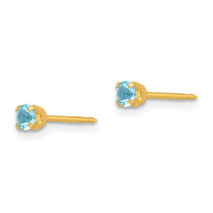 83E Inverness 24k Plated March Lt Blue Crystal Birthstone Earrings