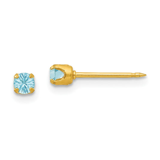 83E Inverness 24k Plated March Lt Blue Crystal Birthstone Earrings