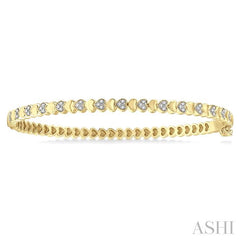 ASHI Gold Vermeil Puffed Heart Shape Diamond Bangle 84108PPSSSLBG-GV