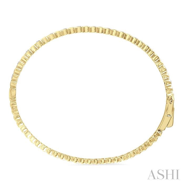ASHI Gold Vermeil Puffed Heart Shape Diamond Bangle 84108PPSSSLBG-GV