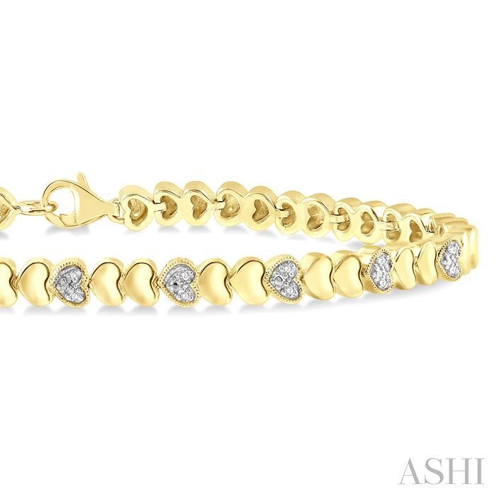 ASHI Gold Vermeil Puffed Heart Shape Diamond Bracelet 84108PPSSSLTB-GV