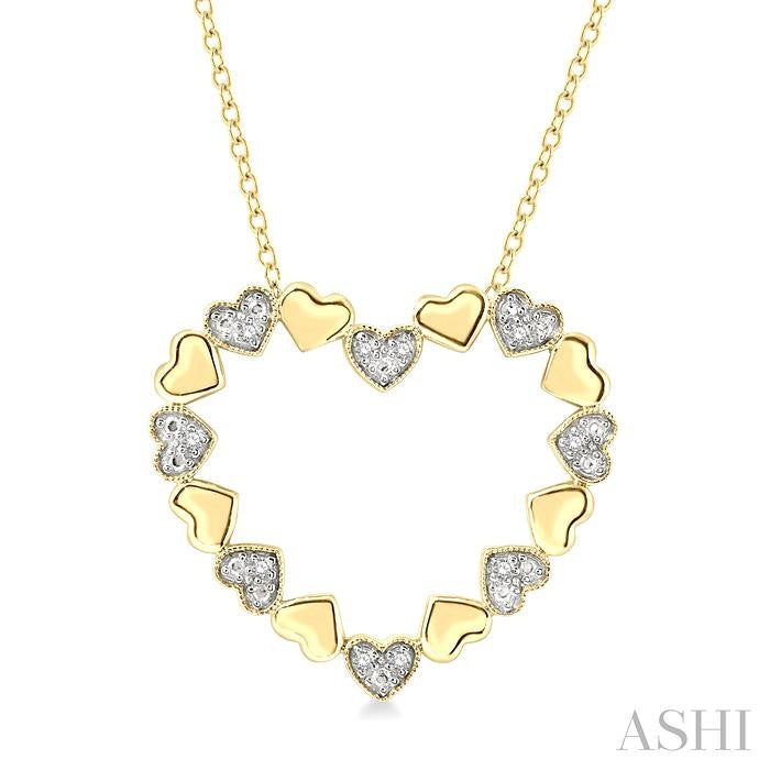 ASHI Gold Vermeil Puffed Heart Shape Diamond Pendant 84109PPSSSLPD-GV