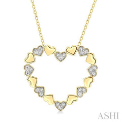 ASHI Gold Vermeil Puffed Heart Shape Diamond Pendant 84109PPSSSLPD-GV