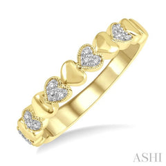 ASHI Gold Vermeil Puffed Heart Shape Diamond Band 84109PPSSSLRG-GV