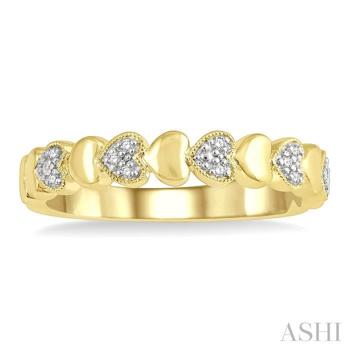 ASHI Gold Vermeil Puffed Heart Shape Diamond Band 84109PPSSSLRG-GV