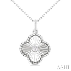 ASHI Silver Clover Fluted Medallion Petite Diamond Fashion Pendant 84209PPSGSLPD-CLV