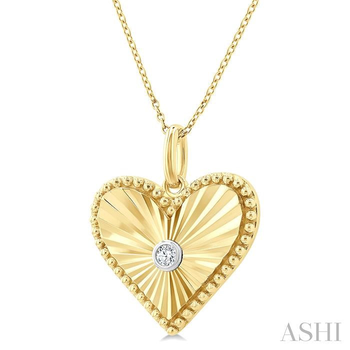 ASHI Gold Vermeil Heart Shape Fluted Medallion Diamond Pendant 84209PPSGSLPD-HRT-GV