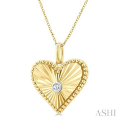 ASHI Gold Vermeil Heart Shape Fluted Medallion Diamond Pendant 84209PPSGSLPD-HRT-GV