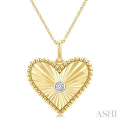 ASHI Gold Vermeil Heart Shape Fluted Medallion Diamond Pendant 84209PPSGSLPD-HRT-GV