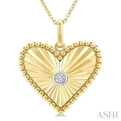 ASHI Gold Vermeil Heart Shape Fluted Medallion Diamond Pendant 84209PPSGSLPD-HRT-GV