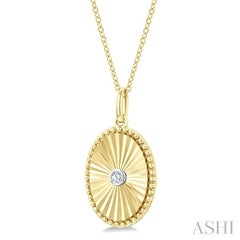 ASHI Gold Vermeil Oval Shape Fluted Medallion Diamond Pendant 84209PPSGSLPD-OV-GV