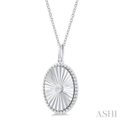 ASHI Silver Oval Shape Fluted Medallion Diamond Pendant 84209PPSGSLPD-OV