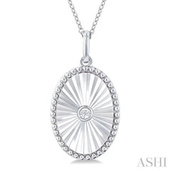 ASHI Silver Oval Shape Fluted Medallion Diamond Pendant 84209PPSGSLPD-OV