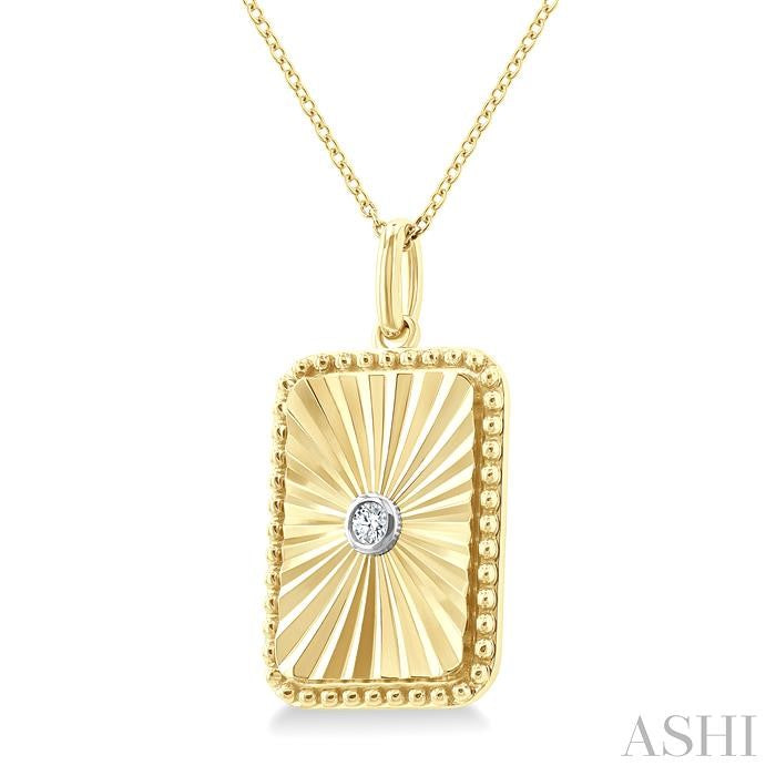 ASHI Gold Vermeil Rectangular Shape Fluted Medallion Diamond Pendant 84209PPSGSLPD-RCT-GV