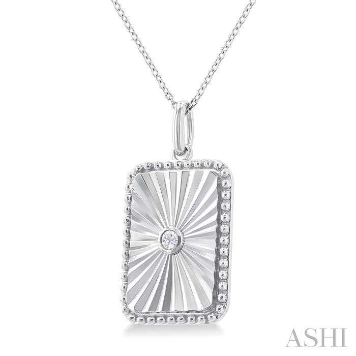 ASHI Silver Rectangular Shape Fluted Medallion Diamond Pendant 84209PPSGSLPD-RCT
