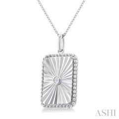 ASHI Silver Rectangular Shape Fluted Medallion Diamond Pendant 84209PPSGSLPD-RCT