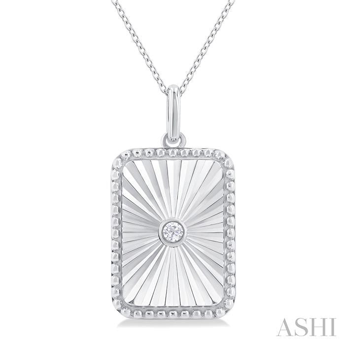 ASHI Silver Rectangular Shape Fluted Medallion Diamond Pendant 84209PPSGSLPD-RCT