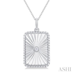 ASHI Silver Rectangular Shape Fluted Medallion Diamond Pendant 84209PPSGSLPD-RCT