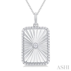 ASHI Silver Rectangular Shape Fluted Medallion Diamond Pendant 84209PPSGSLPD-RCT