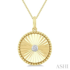 ASHI Gold Vermeil Round Shape Fluted Medallion Diamond Pendant 84209PPSGSLPD-RD-GV