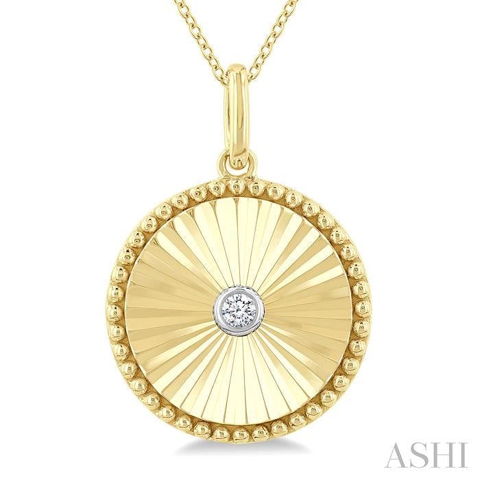 ASHI Gold Vermeil Round Shape Fluted Medallion Diamond Pendant 84209PPSGSLPD-RD-GV