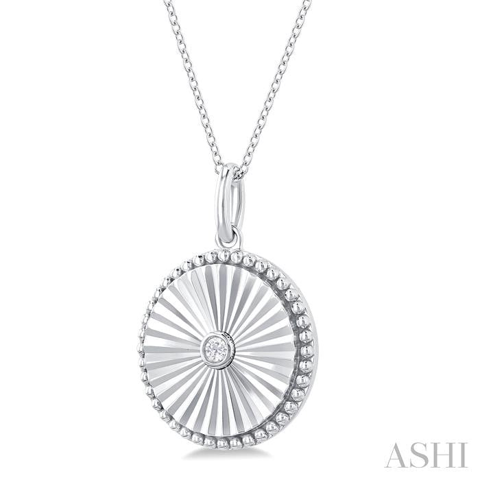 ASHI Silver Circle Shape Fluted Medallion Diamond Pendant 84209PPSGSLPD-RD