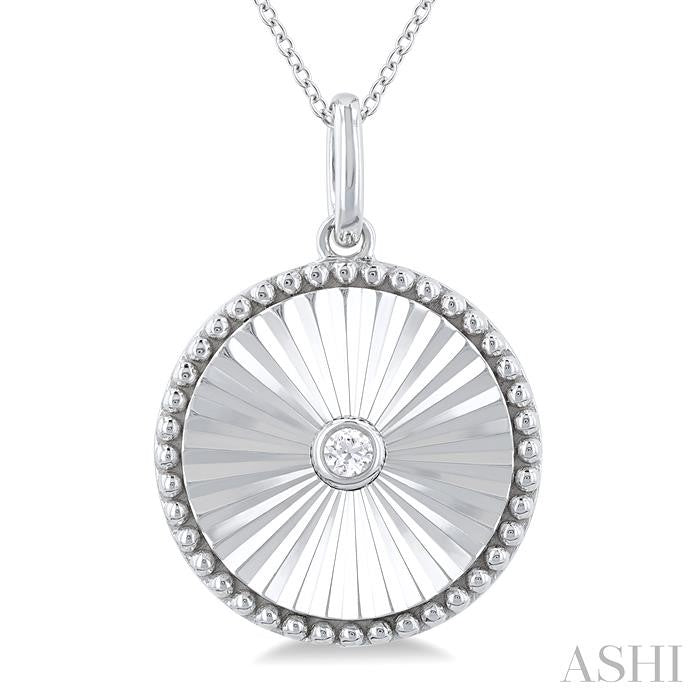 ASHI Silver Circle Shape Fluted Medallion Diamond Pendant 84209PPSGSLPD-RD
