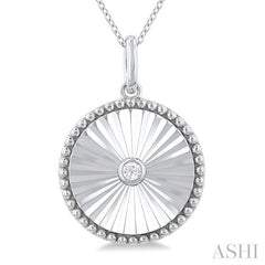 ASHI Silver Circle Shape Fluted Medallion Diamond Pendant 84209PPSGSLPD-RD