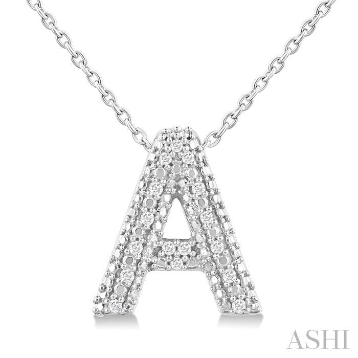 ASHI Silver Bubble 'A' Initial Diamond Pendant 84219PPSSSLPD-A