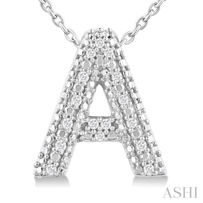 ASHI Silver Bubble 'A' Initial Diamond Pendant 84219PPSSSLPD-A