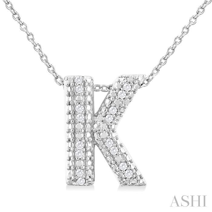 ASHI Silver Bubble 'K' Initial Diamond Pendant 84219PPSSSLPD-K