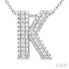 ASHI Silver Bubble 'K' Initial Diamond Pendant 84219PPSSSLPD-K