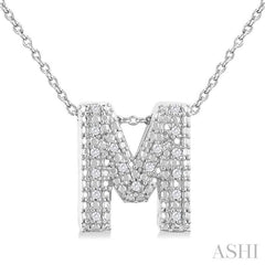 ASHI Silver Bubble 'M' Initial Diamond Pendant 84219PPSSSLPD-M