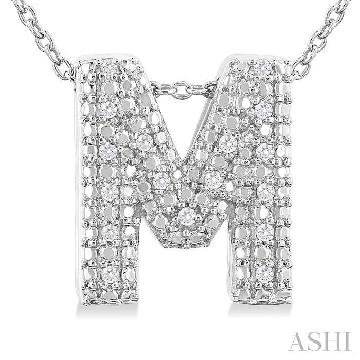 ASHI Silver Bubble 'M' Initial Diamond Pendant 84219PPSSSLPD-M
