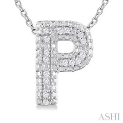 ASHI Silver Bubble 'P' Initial Diamond Pendant 84219PPSSSLPD-P